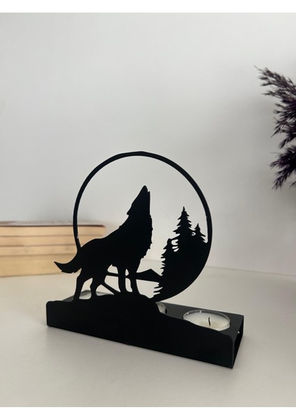 Uluyan Kurt Temalı Metal Dekoratif Mumluk indirimleri