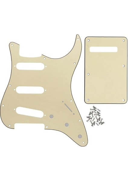 Sss Style Pickguard ve Tremolo Cavity Cover Back Plate 11 Delikli Set Abd/meksika Standart St Gitar Parçaları Için, 3 Katmanlı Krem