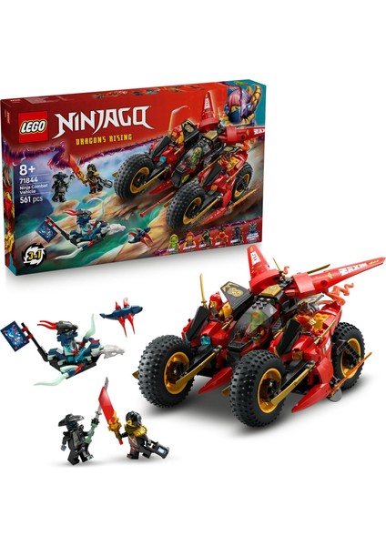 Savaş Aracı 71844-8 Yaş ve Üzeri Çocuklar Için 2 Motosikleti, 1 Jet ve 6 Minifigür Içeren 3’ü 1 Arada Oyuncak Yapım Seti, Doğum Günü Hediyesi (561 Parça)