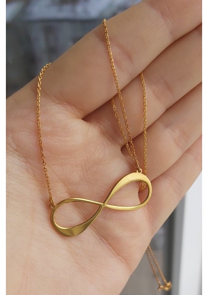 925 Ayar Gümüş 24 Ayar Altın Kaplama Sonsuzluk Kolye