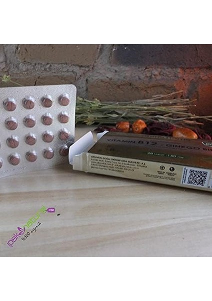 Shiffa Home Vitamin B12 Ginkgo Biloba Tablet | Yüksek B12 Vitamini ve Ginkgo Biloba Ekstresi | Folik Asit ve Magnezyum Destekli Takviye Edici Gıda | Zihinsel Performans modelleri