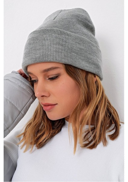 Klasik Spor Katlamalı Yünlü Triko Düz Bere