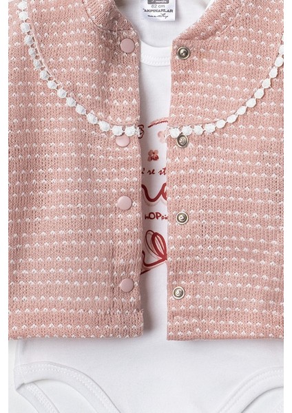 Baby Kız Bebek 3 Ay 6 Ay 9 Ay Triko Görünümlü Hırkalı Badili Altı Penye Interlok 3'lü Takım modelleri