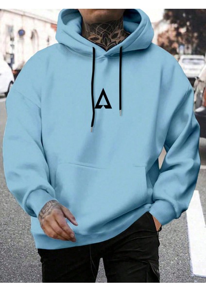 Erkek Üçgen Baskılı Oversize3 Iplik Sweatshırt