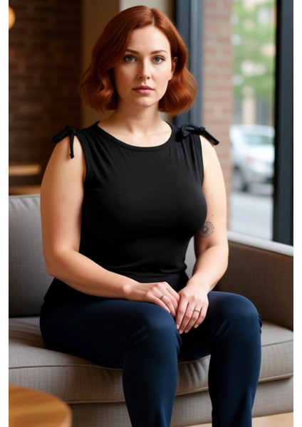 Kadın Vücut Formuna Uygun Omuz Detaylı Esnek Kumaşlı Kolsuz Üst Kaliteli Şık Rahat Modern Zarif fırsatları