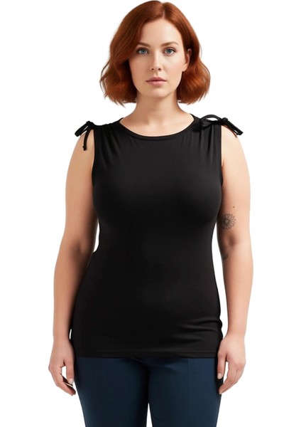 Kadın Omuz Bağcıklı Vücuda Oturan Esnek Dokulu Kolsuz Üst Giyim Kaliteli Şık Rahat modelleri