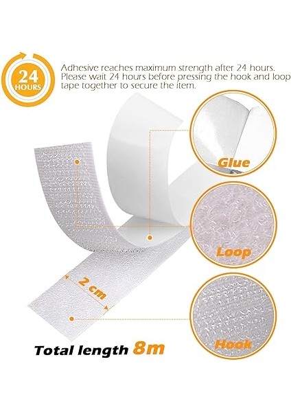 Cırt Cırtlı Bant, Kendinden Yapışkanlı, 8 Metre, Ekstra Güçlü, Çift Taraflı Yapışkan Bant, Cırt Cırtlı, 20 mm Genişliğinde, Kendinden Yapışkanlı Bant (20 mm x 8 M, Beyaz) modelleri