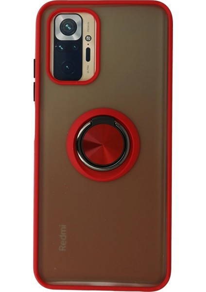 Yzlal Newface Xiaomi Redmi Note 10 Kılıf Montreal Yüzüklü Silikon Kapak - Kırmızı