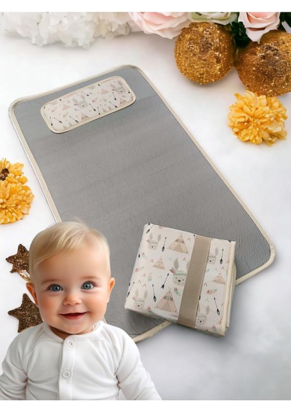 Fulia Elegance Bebek Alt Açma Örtüsü Minderi, Alt Değiştirme Minderi, Süngerli Ped, Aktivite Örtüsü, Bebek Alt Açma Matı, Bebek Bezi Değiştirme Örtüsü (Bej)