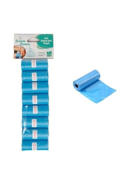Bamm Bamm Kirli Bebek Bezi Poşeti Çanta Boy Mavi 8 Rulo (120 Adet) fiyatları