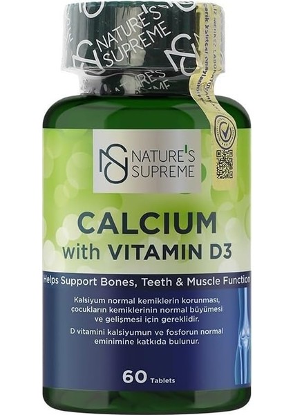 Nature's Supreme Calcium With Vitamin D3 60 Tablet fiyatları