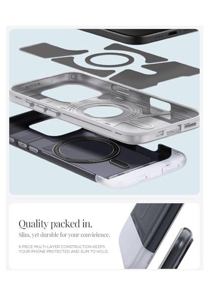 16 Pro ile Uyumlu Magsafe Kılıf C1 Hava Kanalı Teknolojisi Askeri Sınıf Koruma Magfit Graphite iMac Tasarım Kapak - ACS08152 modelleri