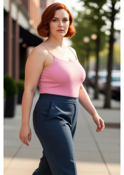 Moda Büyük Beden Kare Yaka Örme Fit Düz Desen Casual Günlük Crop Askılı Kol Bluz fırsatları