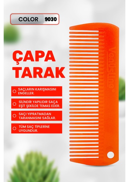 Venüsline Professional 9030 – Turuncu Çapa Model Saç Tarağı, Isıya Dayanıklı Yapı