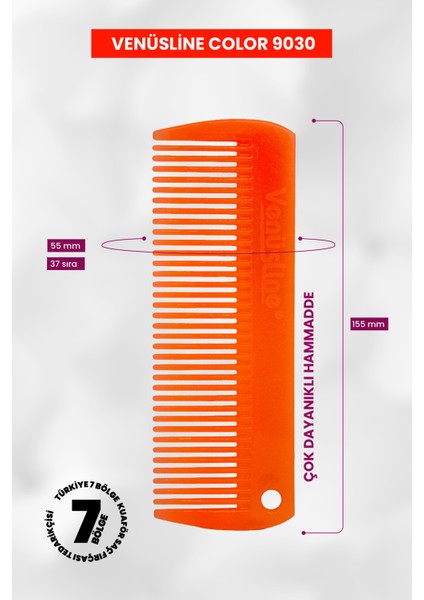 Venüsline Professional 9030 – Turuncu Çapa Model Saç Tarağı, Isıya Dayanıklı Yapı modelleri
