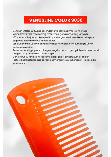 Venüsline Professional 9030 – Turuncu Çapa Model Saç Tarağı, Isıya Dayanıklı Yapı fırsatları