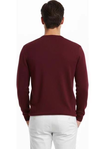 Bordo Bisiklet Yaka Triko Kazak