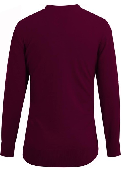 Bordo Bisiklet Yaka Triko Kazak