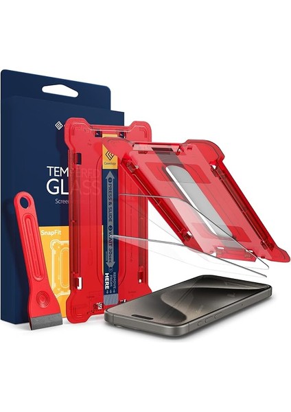 Caseology iPhone 15 Pro Max Cam Ekran Koruyucu Kolay Kurulum Snap Fit (2 Adet) - AGL06882