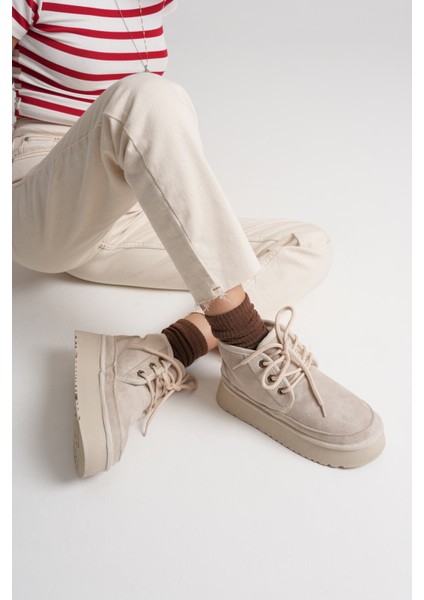 Elena Kadın Bej Kışlık Içi Kürklü Kalın Taban Bot fırsatları