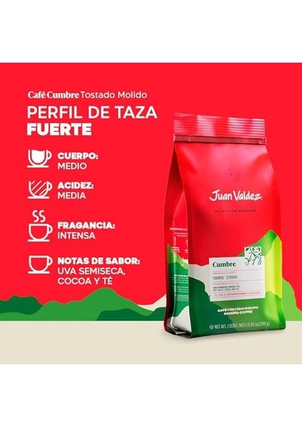 Juan Valdez Cumbre Tamamı Peaberry Koyu Kavrulmuş Öğütülmüş Kahve, 250G