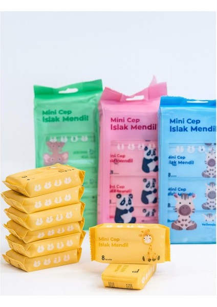 8 Ayrı Paket Cep Boy Seyahat Tipi Islak Mendil Toplam 64 Yaprak – Cep Boy Hijyenik ve Taşınabilir Temizlik Mendili fiyatları