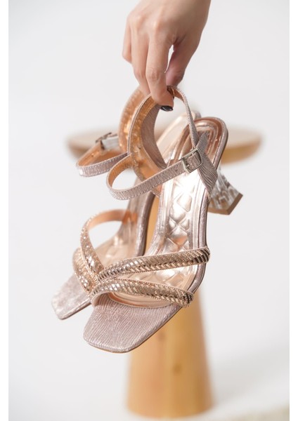 Kendy Rose Gold Taşlı Kadın Topuklu Sandalet modelleri