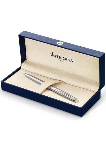 Yarımküre Tükenmez | Krom Süslemeli Paslanmaz Çelik | Orta Ipucu | Mavi Mürekkep | Hediye Kutusu