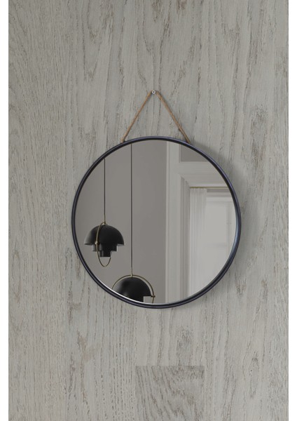 Mirora Yuvarlak Dekoratif Duvar Aynası | Boyalı Ahşap Çerçeveli | 48CM | Siyah fiyatları