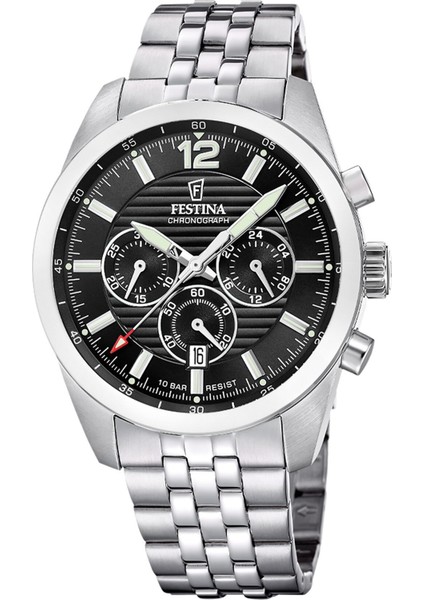 F20742/3 Quartz Çelik Gri Siyah 10 Atm 44 mm Erkek Kol Saati