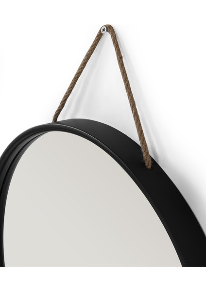 Mirora Yuvarlak Dekoratif Duvar Aynası | Boyalı Ahşap Çerçeveli | 48CM | Siyah modelleri