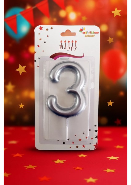 gümüş renk küçük boy rakam mum