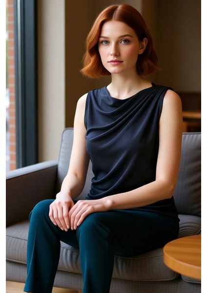 Kadın Degaje Yaka Örme Bluz Sürdürülebilir Modal Ile Şıklık ve Konfor Bir Arada Kaliteli Şık