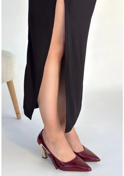 Inja Bordo Rugan Topuklu Ayakkabı modelleri