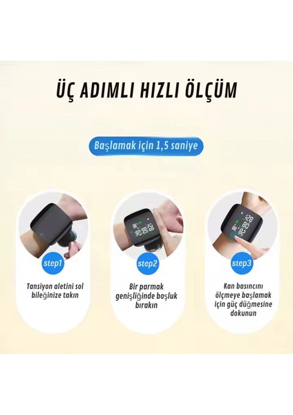 Dijital Bilekten Tansiyon Aleti – Otomatik Ölçüm, Renkli LCD Ekran, Taşınabilir ve Kolay Kullanım