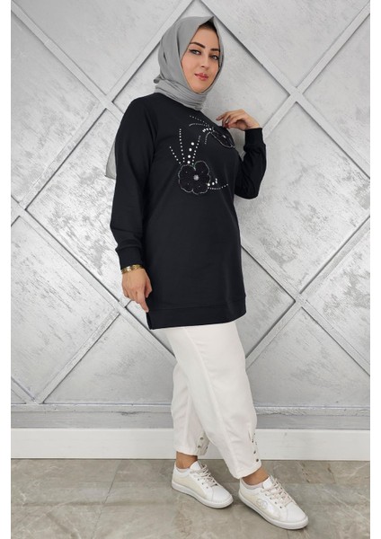Kadın Dikme Çiçek ve Taş Detaylı Tesettür Tunik fiyatları