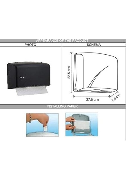 K1B Z Katlı Kağıt Havlu Dispenseri Siyah 200 Kağıt Kapasiteli Kullanım İçin fiyatları