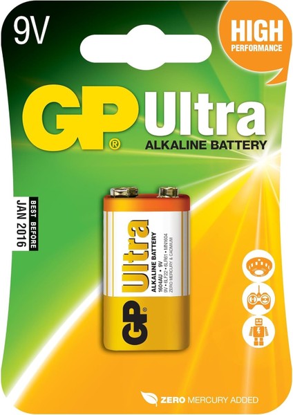 Batteries 1604AU Ultra Alkalin 6LF22/522/9V Pil, 9 Volt, Tekli Kart