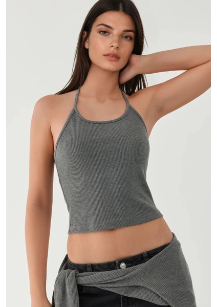 Kadın Yumuşak Iki Parça Örme Bluz & Hırka Takım Koyu Gri modelleri