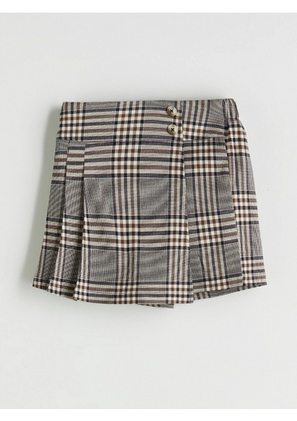 Lcw Kids Yeşil Beli Lastikli Ekose Kız Çocuk Şort Etek indirimleri