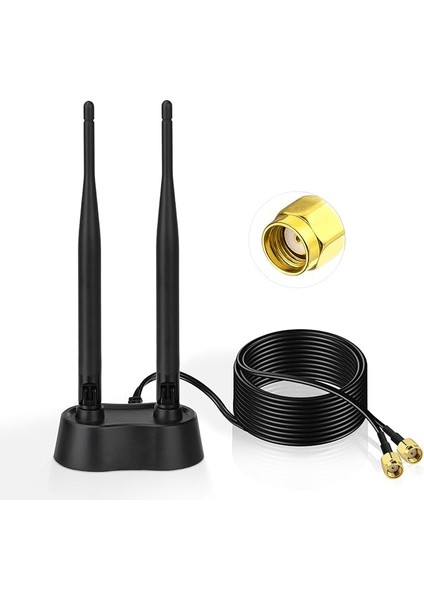 Wifi Anten 2.4ghz/5ghz/5.8ghz Wlan Sinyal Güçlendirici Anenne Dual Band Magnetic Base ile Rp-Sma Uzatma Kablosu Wi-Fi Yönlendirici Pcı Pcı-E Kart Pc Anakart Bluetooth Için