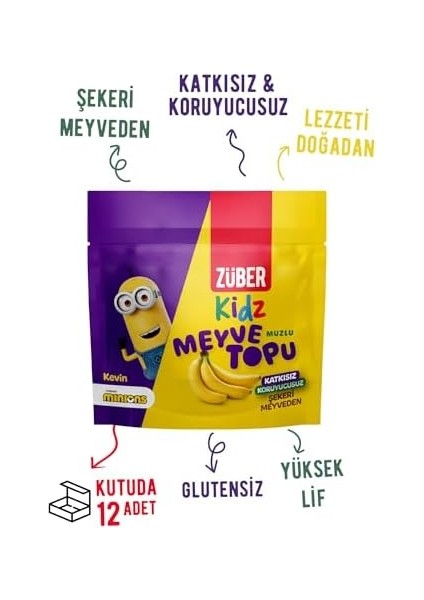 Züber Kidz Muzlu Meyve Topu 42G x 12 Adet