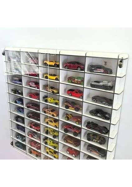 Kapaklı 1/64 Ölçek 50ARAÇ Hotwheels Matchbox Metal Araç Uyumlu Model Oyuncak Araba Rafı-Beyaz fiyatları