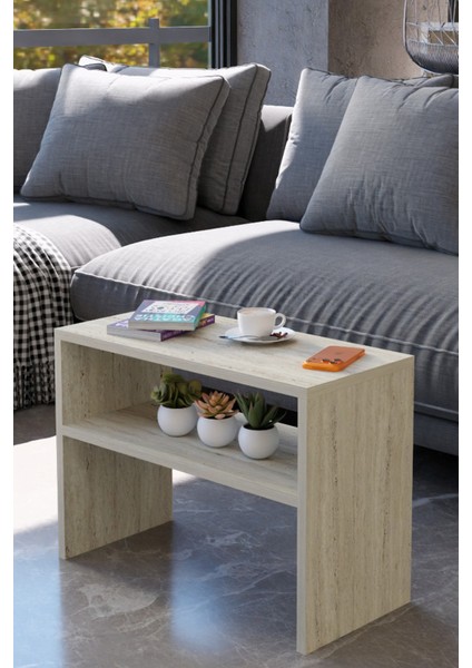 Modern Orta Sehpa – Çok Amaçlı Dikdörtgen Tasarım, Alt Raflı Salon Sehpası, Dekoratif Yan Sehpa