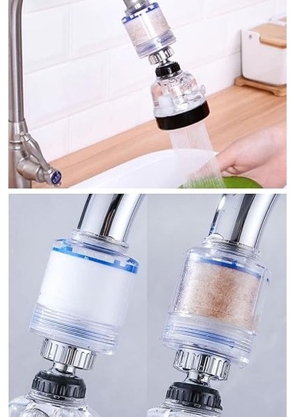 Arıtmalı 3 Fonksiyonlu Şeffaf 360 Derece Döner Musluk Başlığı Güçlendirici Hazneli modelleri