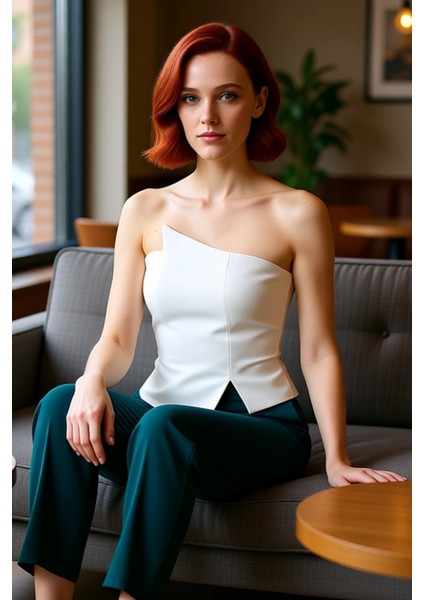 Kadın Straplez Bluz Modern Kesim Dokuma Kumaş Üst Model Kaliteli Şık Rahat Modern Zarif Günlük