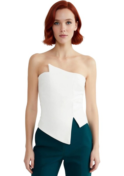 Kadın Straplez Bluz Modern Kesim Dokuma Kumaş Üst Model Kaliteli Şık Rahat Modern Zarif Günlük fiyatları