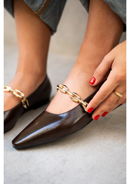 Dennis Acı Kahve Zincir Detaylı Düz Babet fiyatları