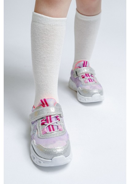 Kız Çocuk Gümüş Işıklı Spor Ayakkabı