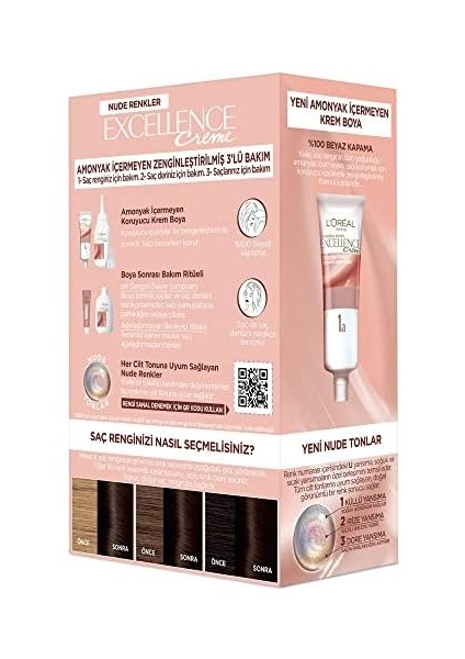 L&apos;oréal Parıs Excellence Creme Nude Renkler Saç Boyası - 3u Nude Koyu Kahve